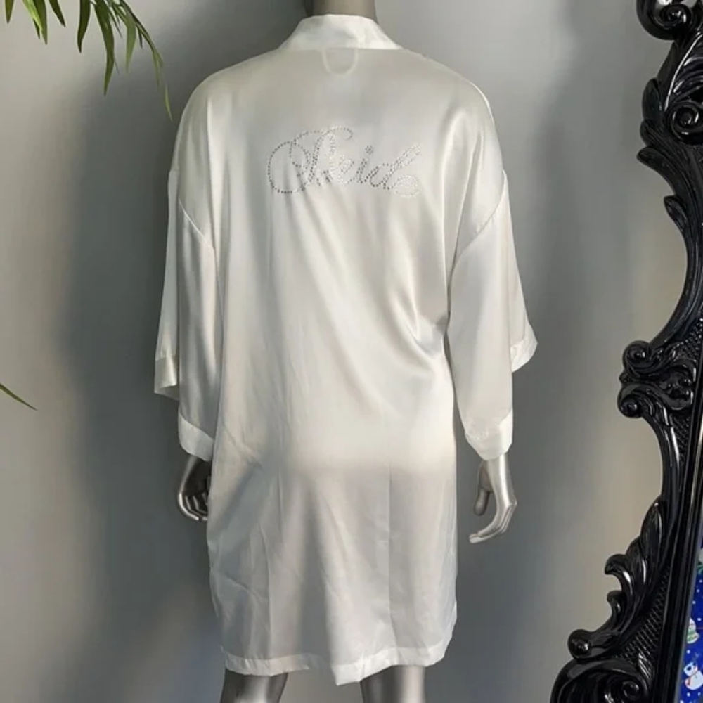 VICTORIA’S SECRET Rhinestone White Satin Bride Robe - Picture 3 of 6